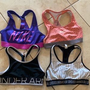 Girls sports bras, Nike & Under Armour